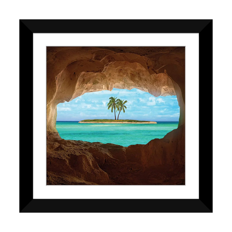 Paradis, reproduction de photo sur toile tendue, H 24 po x l 24 po x P 1 po, Papier d'art encadré noir, Blanc