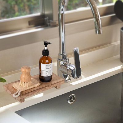 Plateau de salle de bain en bois, style ferme, porte-savon de cuisine, brun, imperméable, léger, facile à nettoyer, petit support sur pied en bois, accessoire de bureau, coiffeuse, comptoir, lavabo