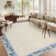 Washable Living Room Rug Floral Bordered Area Rugs Soft Thin Indoor Carpet for Bedroom Modern Throw Aesthetic Mat Non Slip Stain Resistant Carpet for Dining Room Office