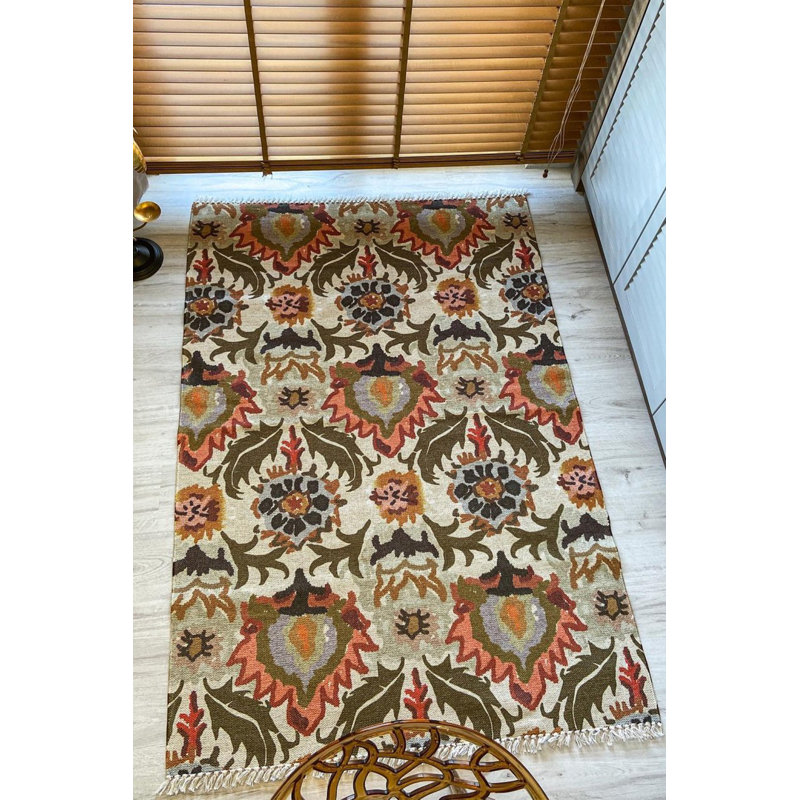 Tapis en coton, Rectangle 3 pi 11,24 po x 5 pi 10,87 po