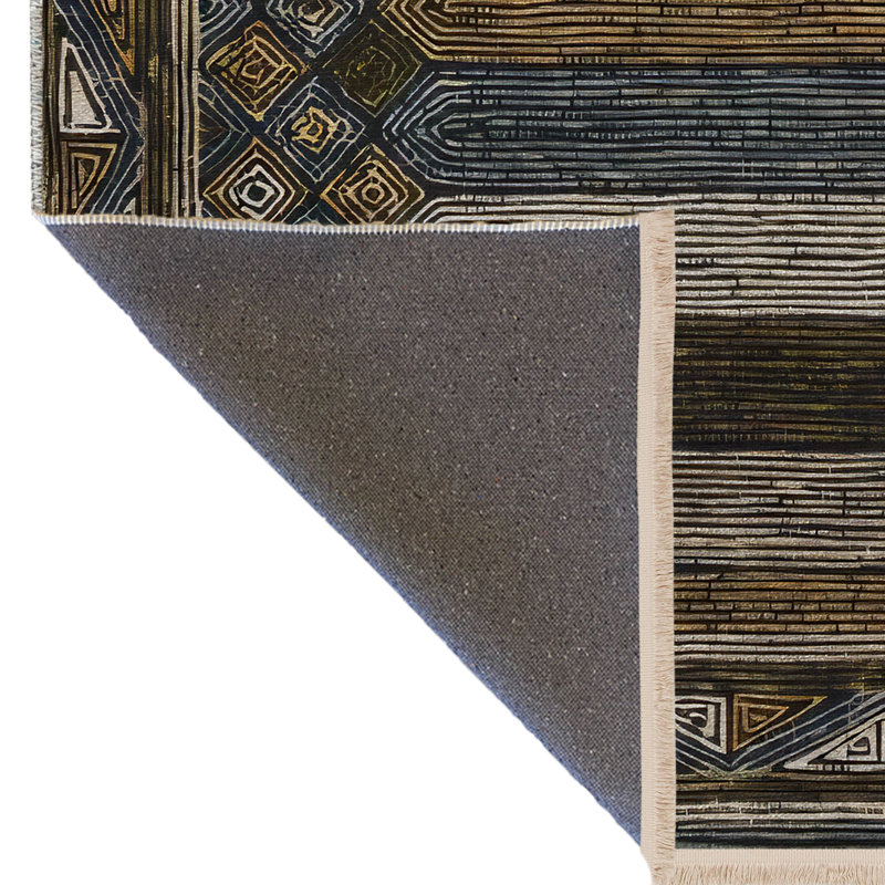 Tapis décoratif moderne à motifs géométriques abstraits multicolores aux tons foncés, Rectangle 4 pi 11,06 po x 7 pi 6,55 po