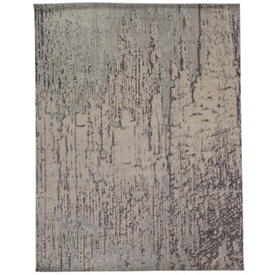 Tapis gris / beige noué à la main de haute qualité