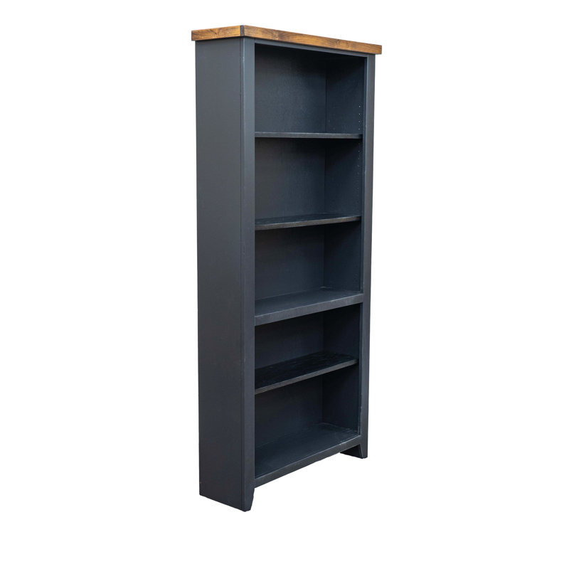 Bibliothèque 72 pouces de haut à 5 tablettes, Noir / whisky