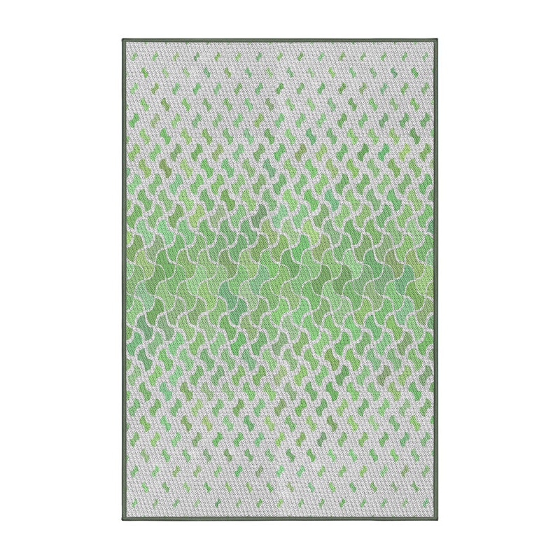 Laine tissée à la machine abstraite et polyester gris/vert Tapis décoratif, Rectangle de 4 pi x 6 pi