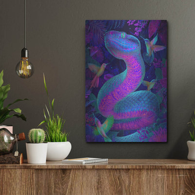  «Snake Land» par Rich Monet, art mural en métal, 12 po x 16 po