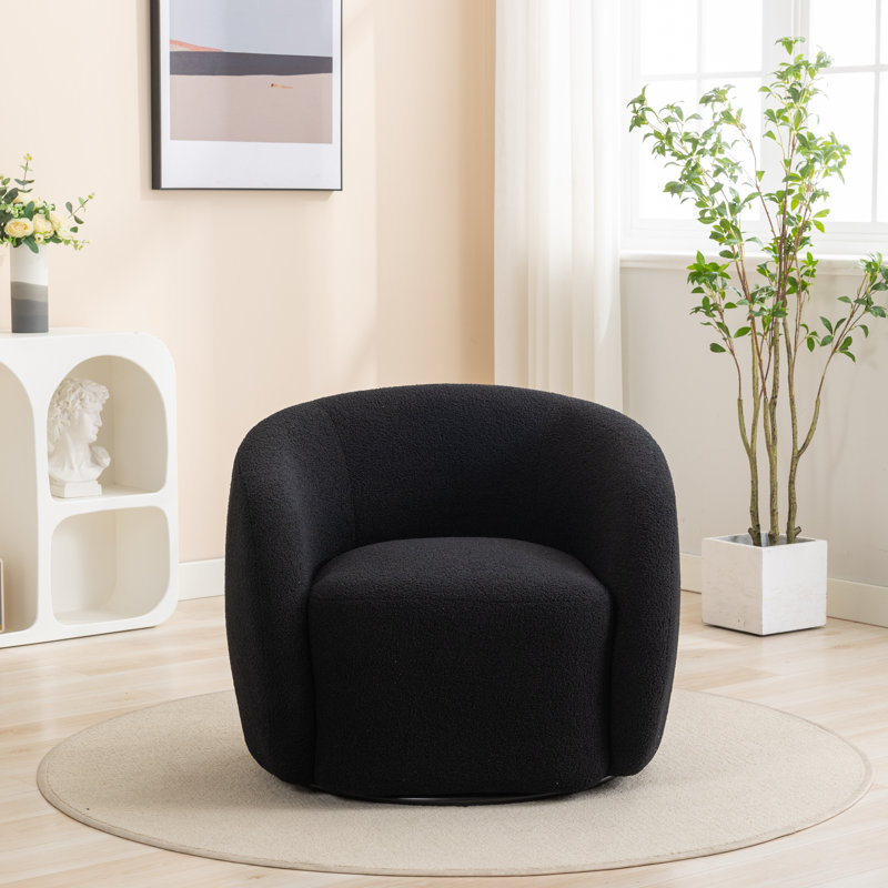 Fauteuil demi-tonneau Katherline, Mélange de polyester noir