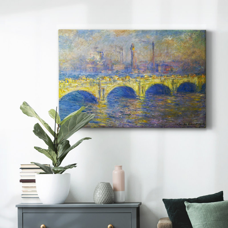 Pont Waterloo, effet de soleil, 1903, toile tendue avec galerie 02, H 24 po x l 36 po