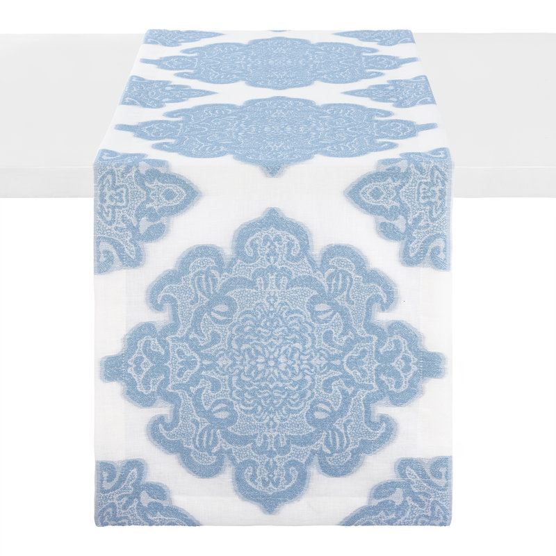 Castille Peacock 90" Runner, Ice Blue