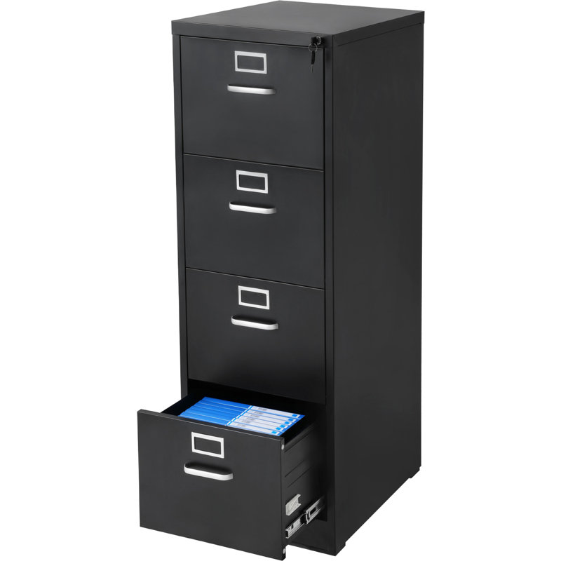 Classeur vertical à 4 tiroirs en métal, serrure incluse, tringle réglable pour suspendre des dossiers de format A4 / lettre, construction, dossiers stables de format A4 / lettre / légal, rails à haute résistance, construction