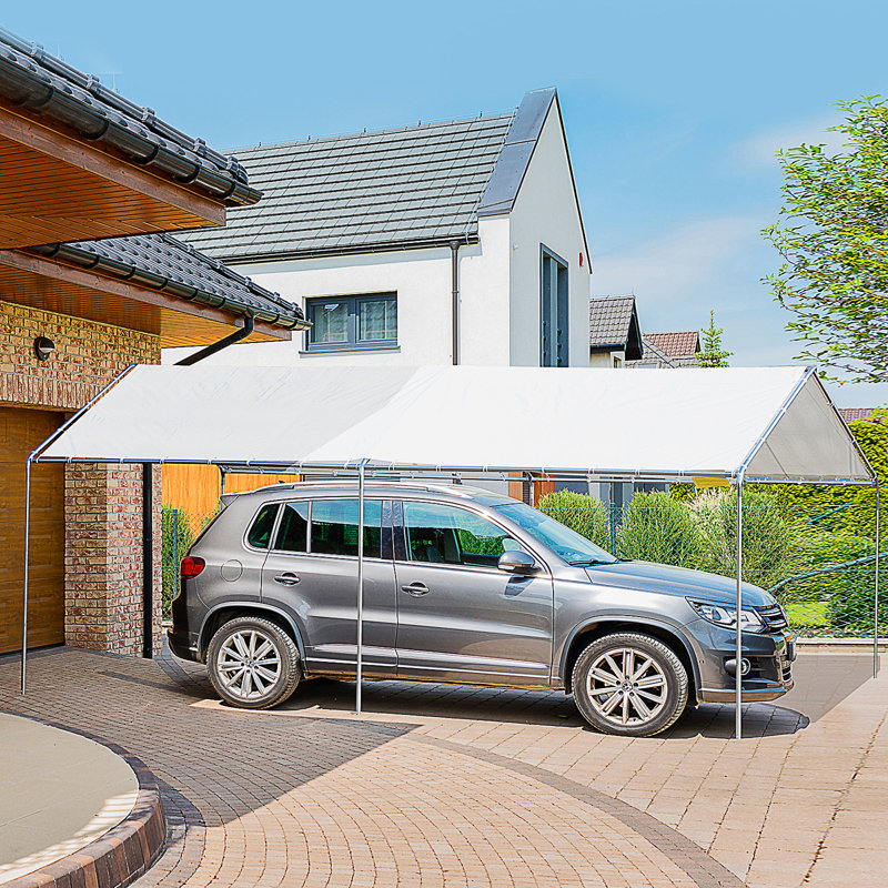 Heavy Duty Galvanized Car Canopy, White