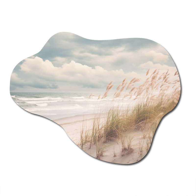 Parkins - Art mural en métal plage côtière asymétrique, sculpture murale en métal nuage, H 27 po x l 35 po