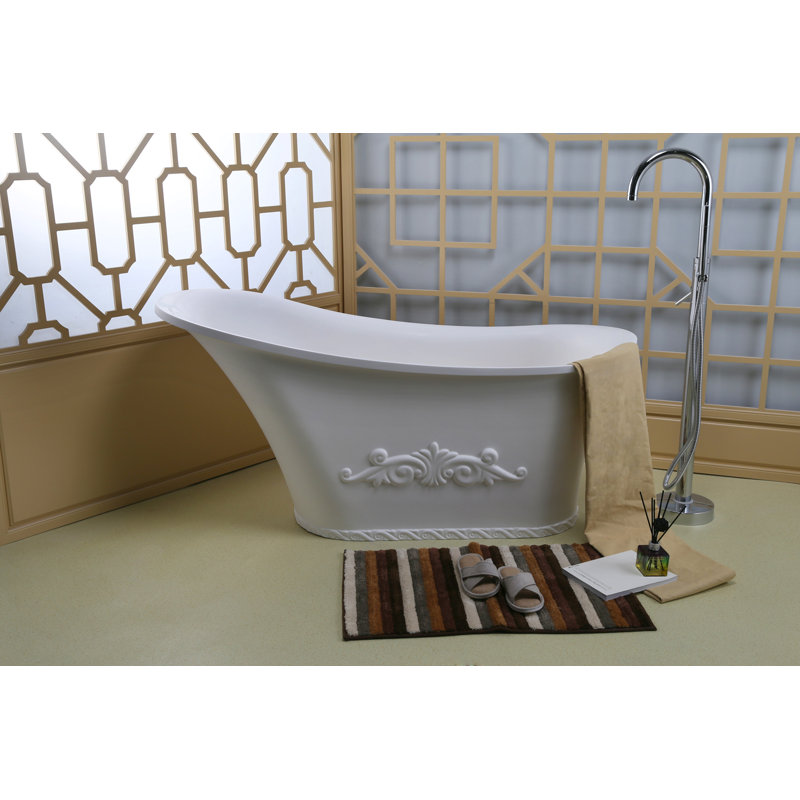 59.37'' x 25.5'' Soaking Resin Bathtub, White
