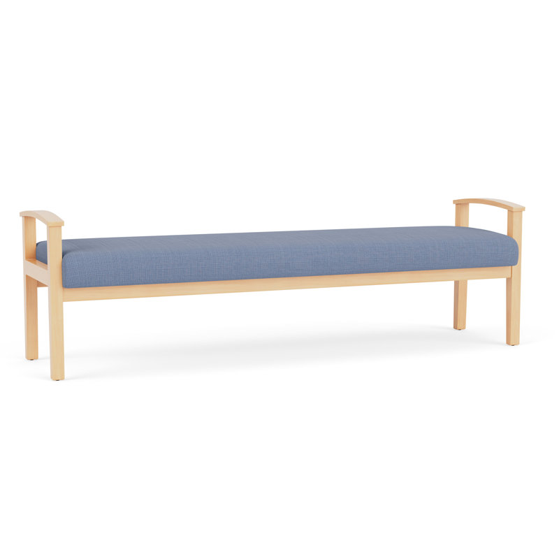 Banc en bois massif Amherst, Naturel, Chambray bleu marine clair