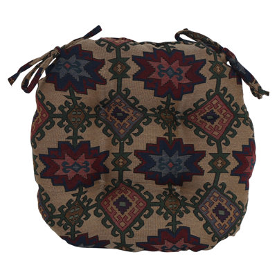 16-Inch Round Woven Tapestry Tufted Chair Cushions (Set Of 2)