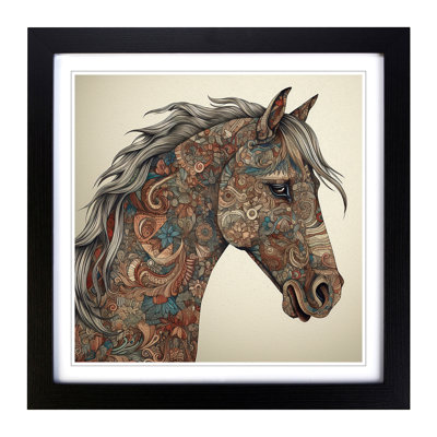 Horse Paisley - Single Picture Frame Print on Wood