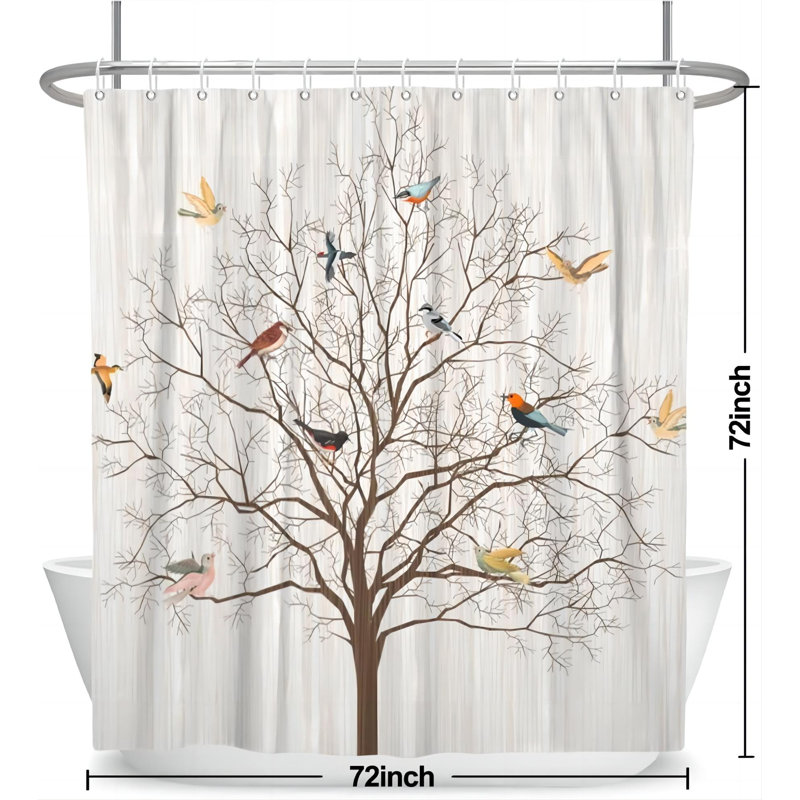 Rideau de douche Bird avec rideau de douche beige et oiseaux Boho