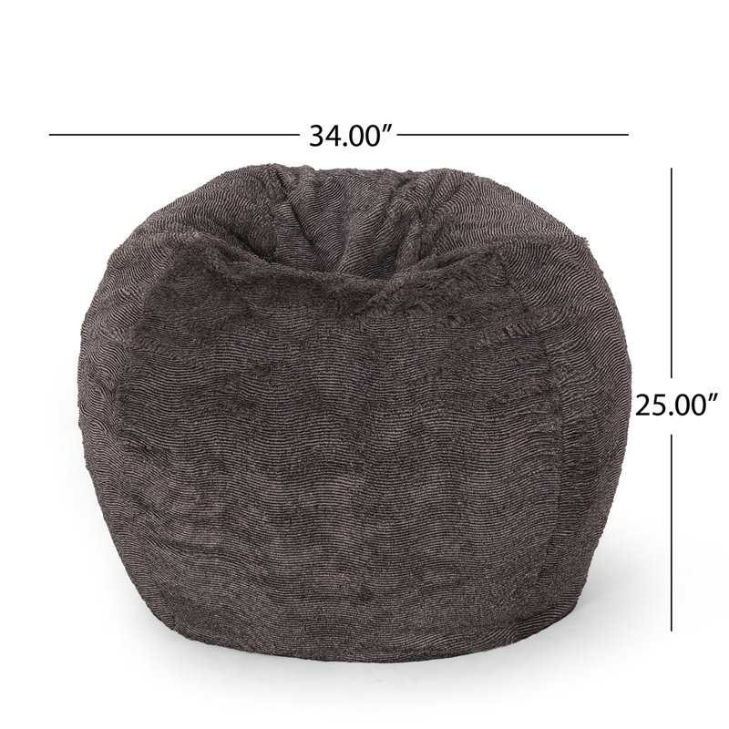 Fauteuil à billes 3 po, 25" H x 34" W x 34" D, Brown/Beige Faux Fur