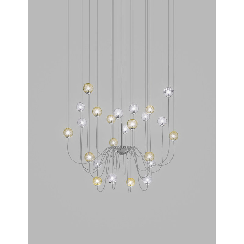 Puppet 24 - Light Chandelier, Amber Transparent;Crystal Transparent, Glossy Chrome