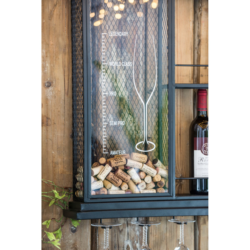 Étagère à vin flottante 26 po x 5,1 po x 28,3 po avec porte-verre et tablettes