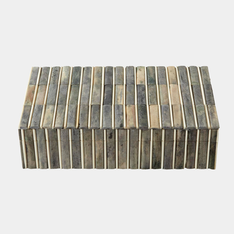 Bone Wooden Decorative Box, 4" H x 7" W x 12" D