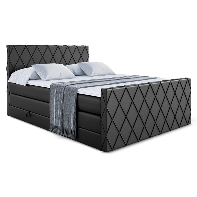 Ramsha Bed with Mattress, Black, 120cm W x 200cm D