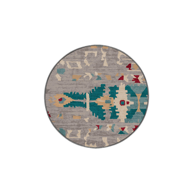 Machine Washable Gray Area Rug, Round 6'