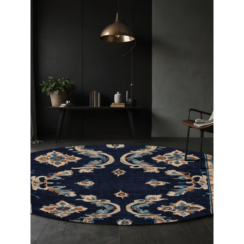 Machine Washable Gray Area Rug, Round 8'