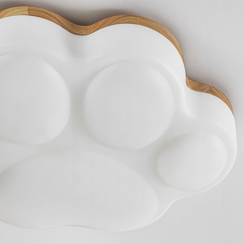 Modern LED Paw Shape Flush Mount Ceiling Light with Natural Wood Accent