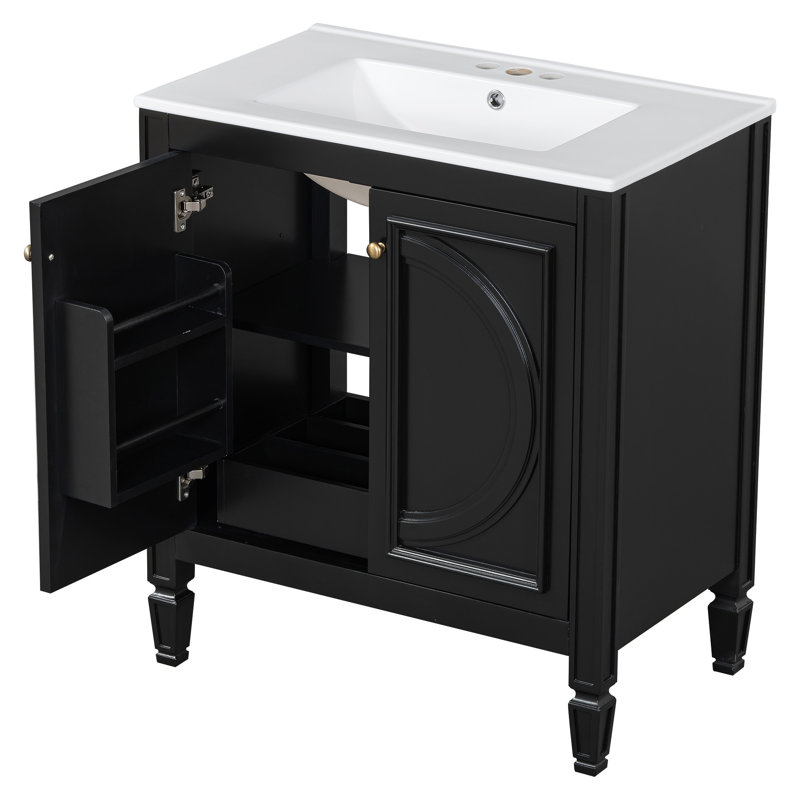 Meuble-lavabo 30 po avec lavabo, Noir, noir, noir, noir