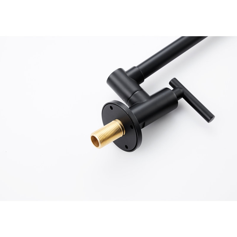 Matte Black Wall Mounted Pot Filler Faucet, Brass, 360 Rotation & Foldable, Double Handles For Easy Water Flow Regulation And Drip- Use, Surface Treated To Withstand Corrosion Folding Kitchen Faucet