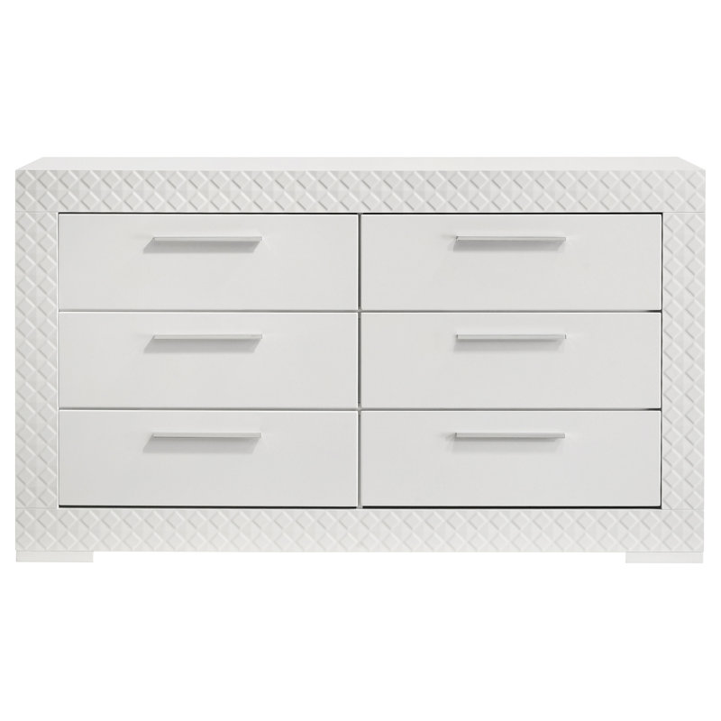 Commode 6 tiroirs Pierce, Blanc brillant