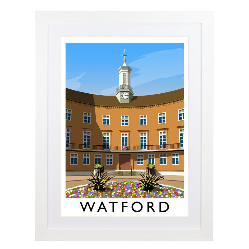 Watford Portrait - Print, 50cm H x 40cm W x 3cm D, White Framed