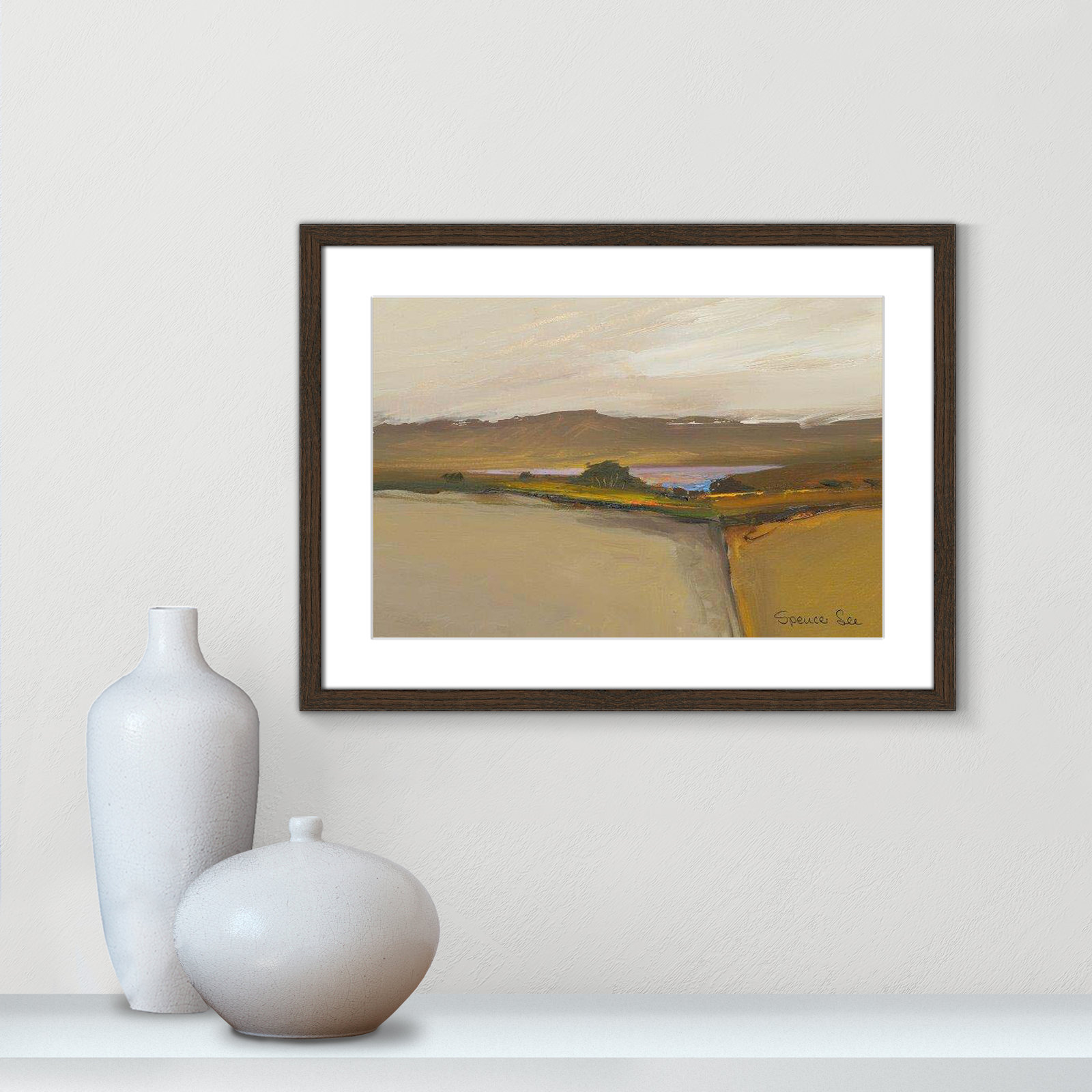 Rialta IV Print, 17" H x 23" W x 0.75" D, Walnut Framed
