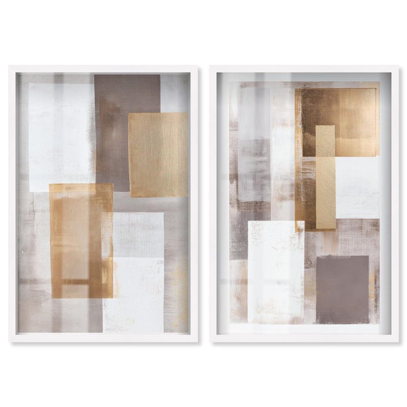 Ensemble de planches emboîtables, impression sous cadre-vitrine, ensemble d'art abstrait bohème par Art Remedy, cadre noir, 10 x 15