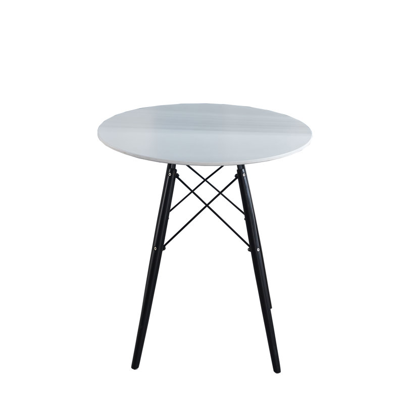 Keighly Round Solid Wood Base Dining Table, Black