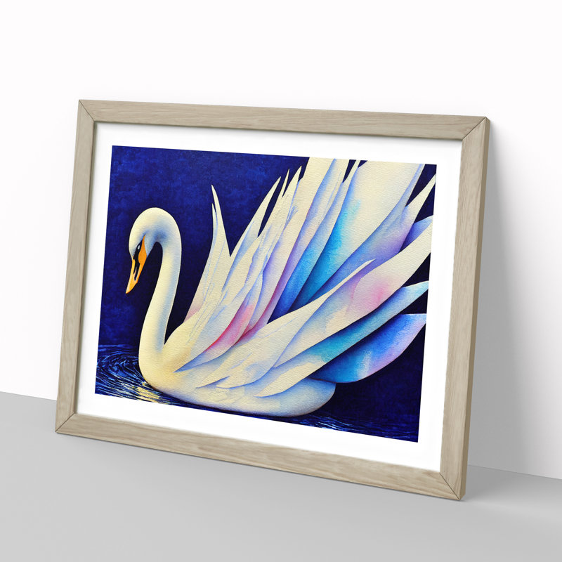 Magical Swan Vol.1 - Framed Print, 34cm H x 46cm W x 2cm D, Oak