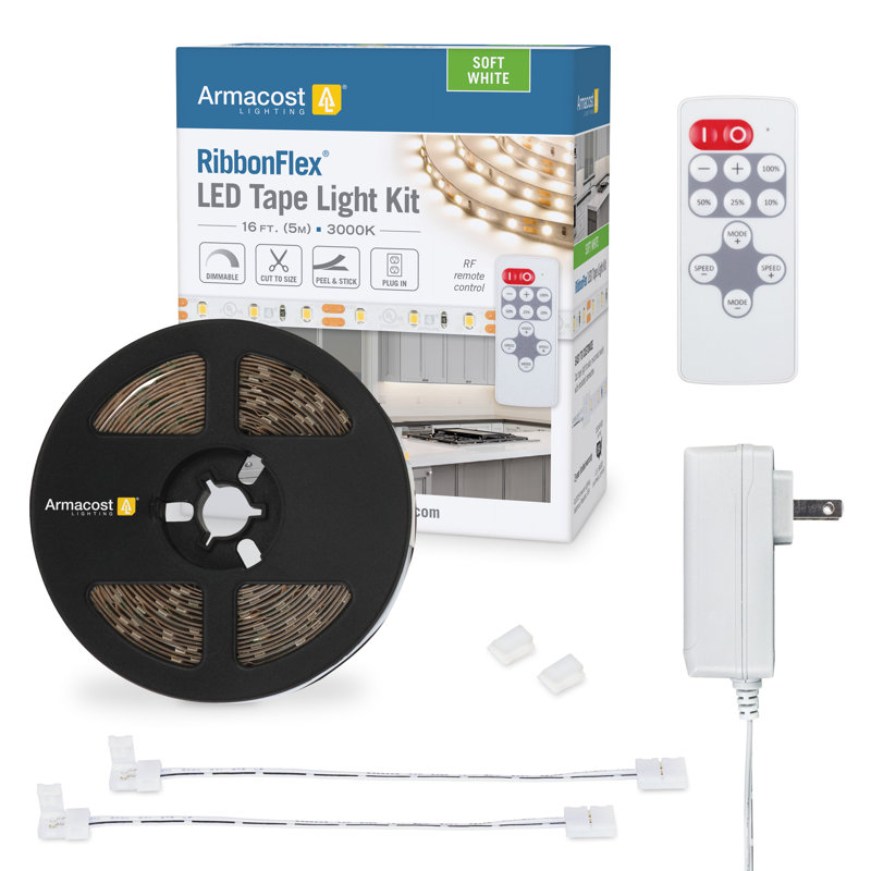 Ensemble de bande lumineuse DEL blanc doux RibbonFlex 12V 3000K