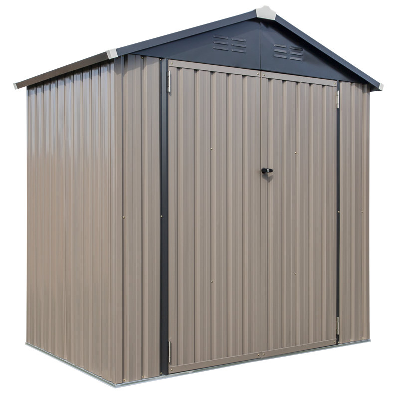 6 ft. x 4 ft. Tan and Brown Metal Storage Shed