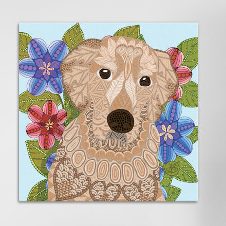 « golden retriever », impression sur toile tendue, H 18 po x l 18 po x P 1,5 po, Toile tendue