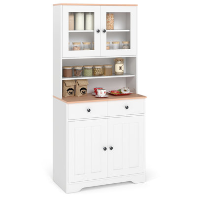 Pantry Cabinet 67'' Tall Kitchen Floor Cabinet w/ 2 Removable Shelves 2 Drawers 