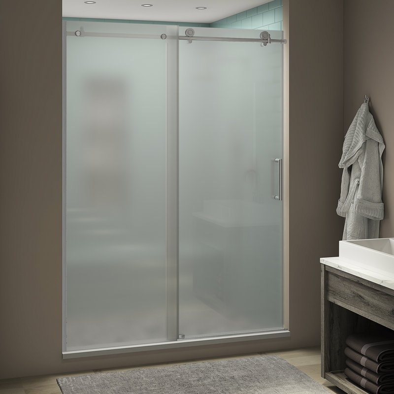 Coraline XL  48" W x 80 H Single Sliding Frameless Shower Door, Silver