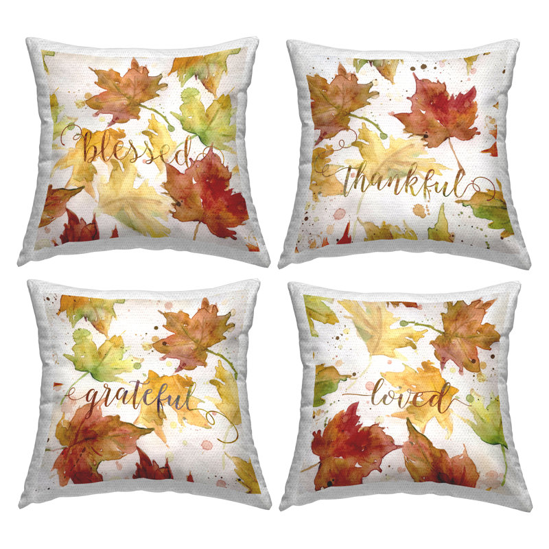 Ensemble de 4 coussins décoratifs à motif érable Maple Leaf par Carol Robinson