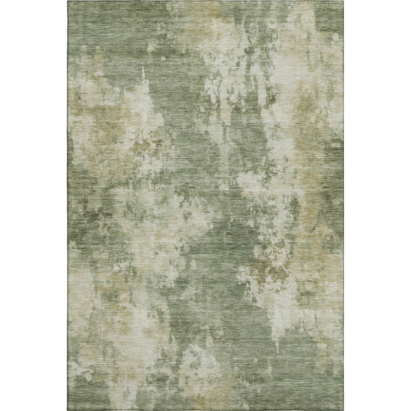 Premium Machine Washable Mayfield AMF2066 Abstract Rug, 2'6" x 3'10", Sage