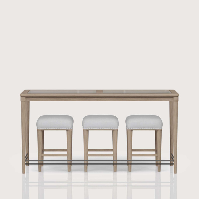 Athol Frosted Glass Console Table With 3 Stools