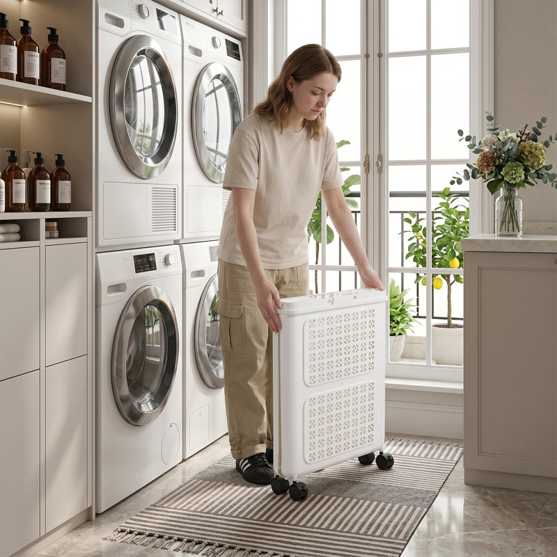 Laundry Basket, 50cm H x 36cm W, White