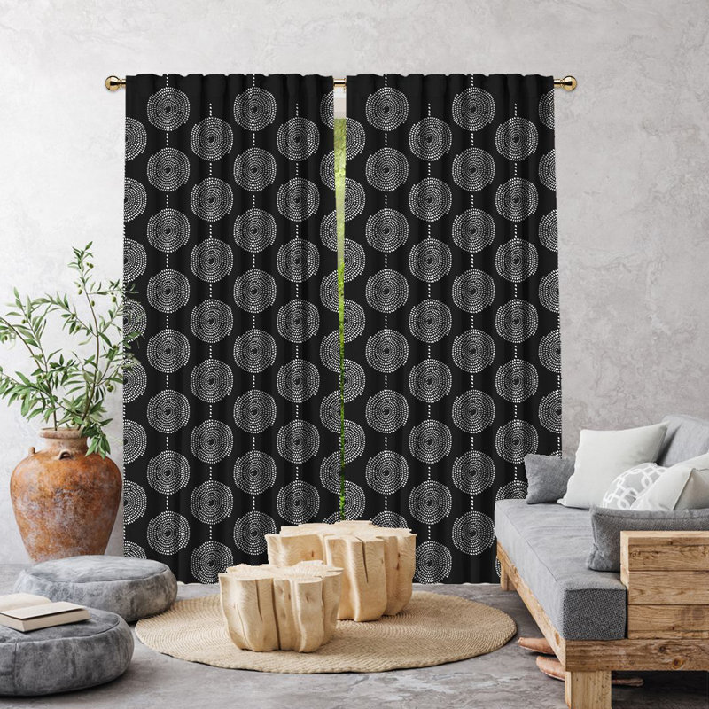 Spiral-Patterned Bohemian Single Panel Curtain, Ecru, 140cm Width x 225cm Drop