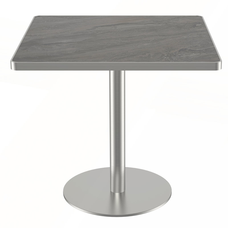 Table de salle à manger carrée moderne avec plateau en faux marbre et structure en métal robuste pour une décoration élégante
