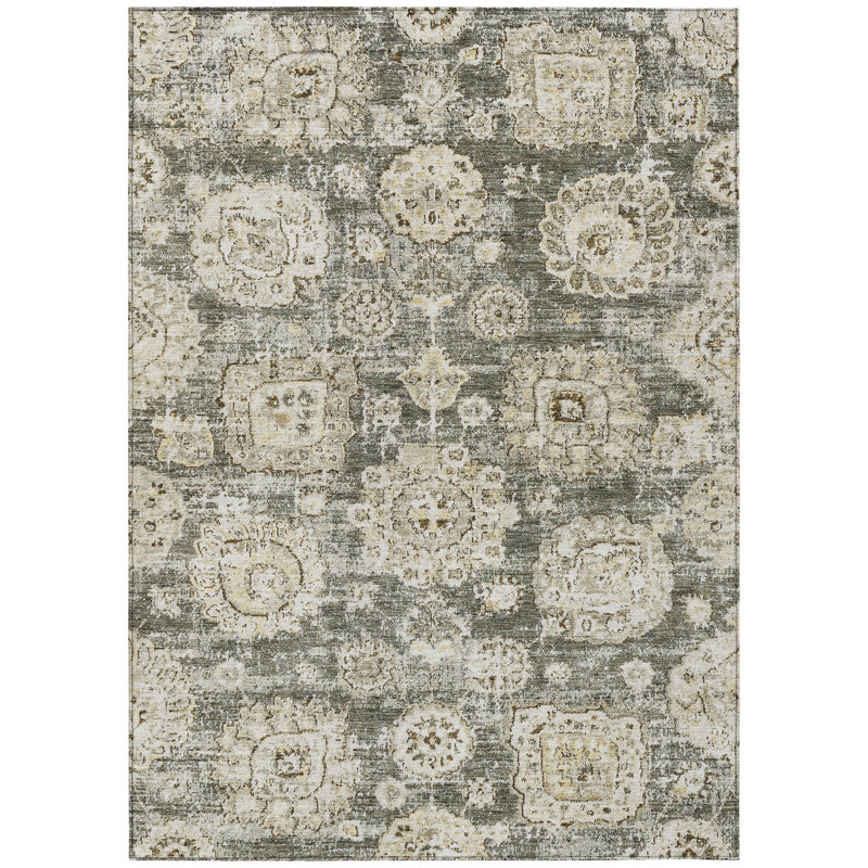 Floral Indoor / Outdoor Rug, Rectangle 5' x 7'6"
