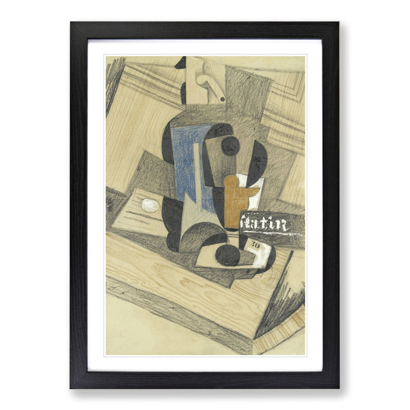 Siphon and Glass by Juan Gris - Picture Frame Painting, Black Framed, 36cm H x 27cm W x 2cm D
