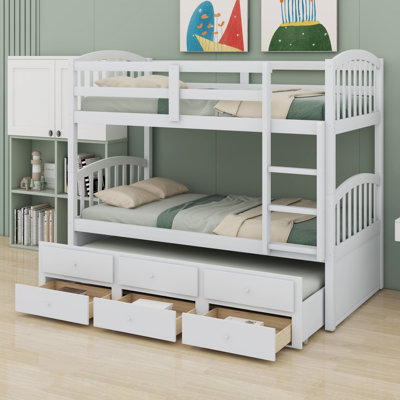 Bunk Bed With Ladder, Safety Rail, Trundle, Drawers by Harriet Bee
